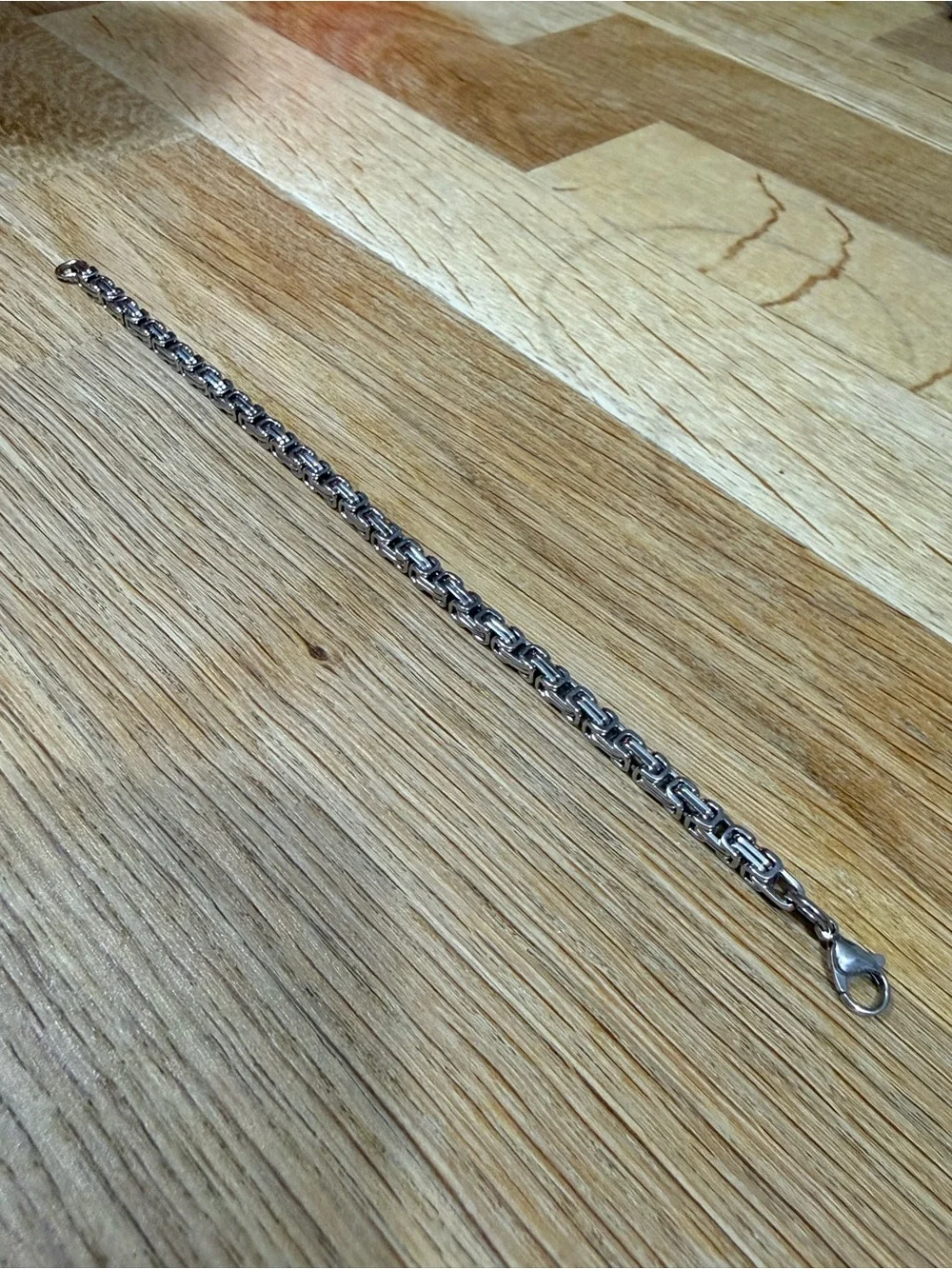 Silver Chain Bracelet for Men - stainless steel Byzantine link